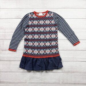 Hanna Andersson Fairisle Peplum Holiday Sweater Dress